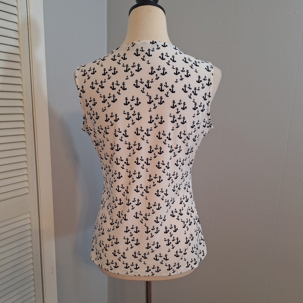Tommy Hilfiger Anchor Print Sleeveless Top Small *C5 - Picture 7 of 10